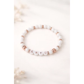 „Anya” feliratos ásvány karkötő – rosegold elegáns női ékszer