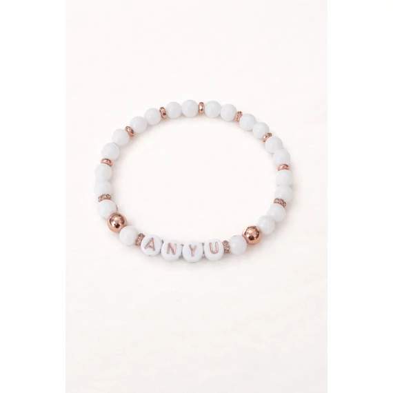 „Anyu” feliratos ásvány karkötő – rosegold elegáns női ékszer